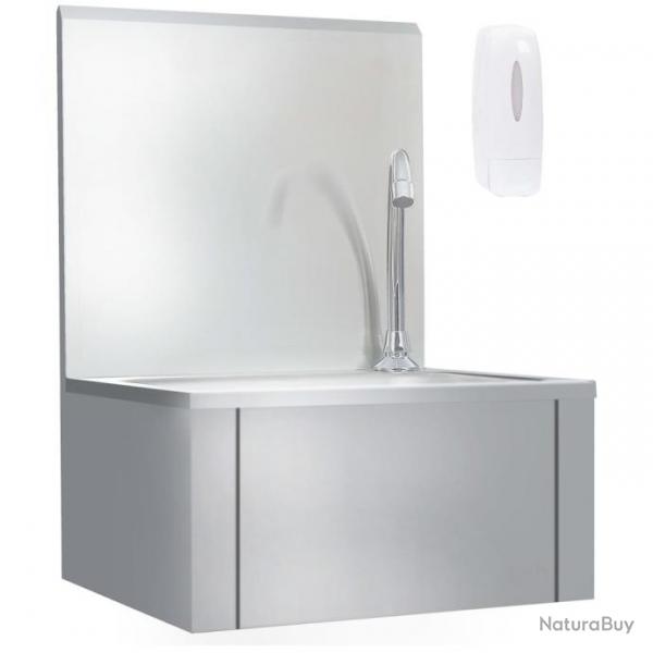 Lavabo de lavage avec robinet et distributeur de savon Inox