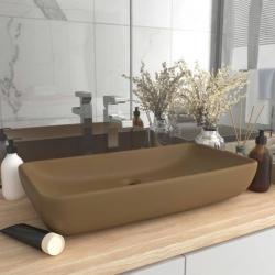 Lavabo de luxe rectangulaire Crème mat 71x38 cm Céramique alsavelo