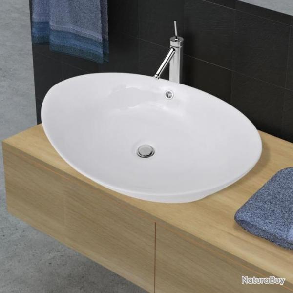 Lavabo ovale en cramique avec trop plein 59 x 38,5 cm alsavelo