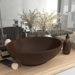 Lavabo ovale de luxe Marron foncé mat 40x33 cm Céramique alsavelo