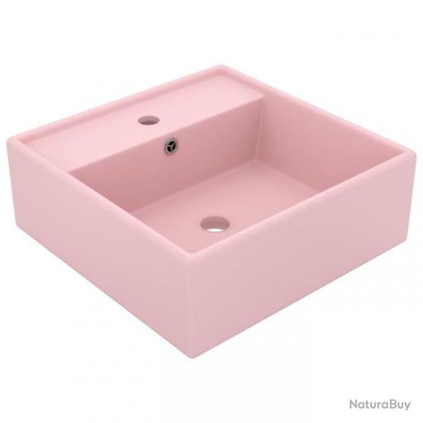 Lavabo carr de luxe  trop-plein Rose mat 41x41 cm Cramique alsavelo