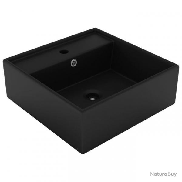 Lavabo carr de luxe  trop-plein Noir mat 41x41 cm Cramique alsavelo