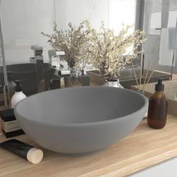 Lavabo ovale de luxe Gris clair mat 40x33 cm Céramique alsavelo