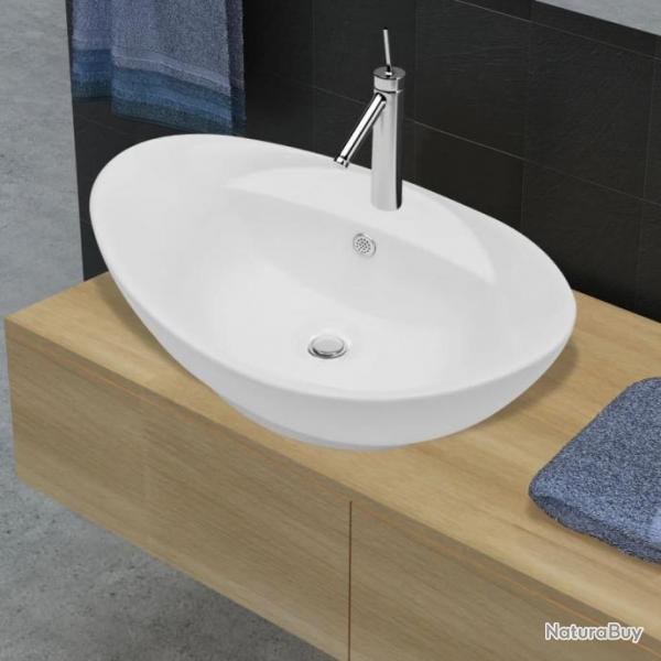 Lavabo ovale en cramique avec trou de robinet alsavelo