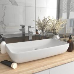 Lavabo de luxe rectangulaire Blanc mat 71x38 cm Céramique alsavelo