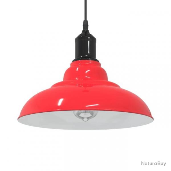 Lampe suspendue rglable hauteur E27 rouge brillant 31cm mtal alsavelo