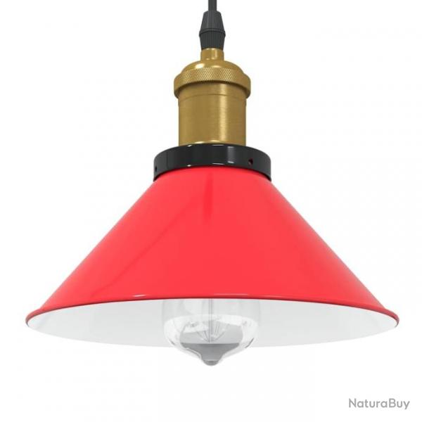 Lampe suspendue rglable hauteur E27 rouge brillant 22cm mtal alsavelo