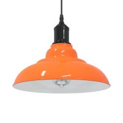 Lampe suspendue réglable hauteur E27 orange brillant métal alsavelo