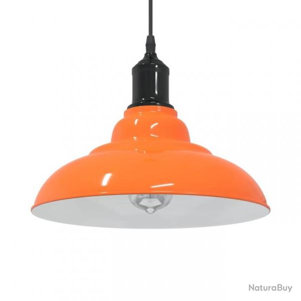 Lampe suspendue rglable hauteur E27 orange brillant mtal alsavelo