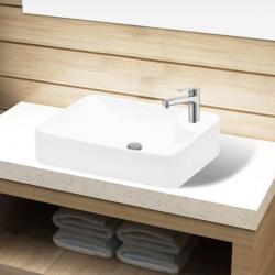 Lavabo à trou pour robinet céramique Blanc pour salle de bain alsavelo