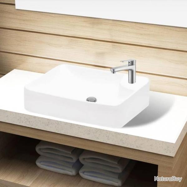 Lavabo  trou pour robinet cramique Blanc pour salle de bain alsavelo