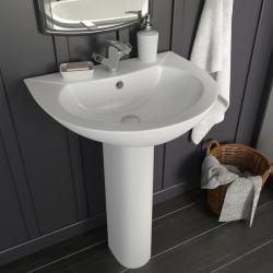 Lavabo autoportant avec socle Céramique Blanc 520x440x190 mm alsavelo