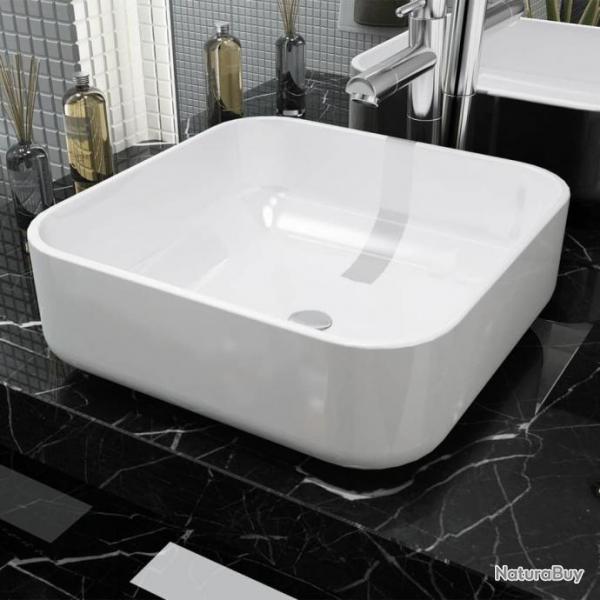 Lavabo carr Cramique Blanc 39x39x13,5 cm alsavelo