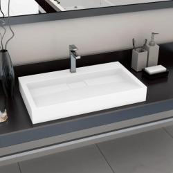 Lavabo 80x46x11 cm Fonte minérale/marbre Blanc alsavelo