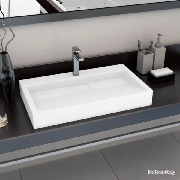 Lavabo 80x46x11 cm Fonte minrale/marbre Blanc alsavelo