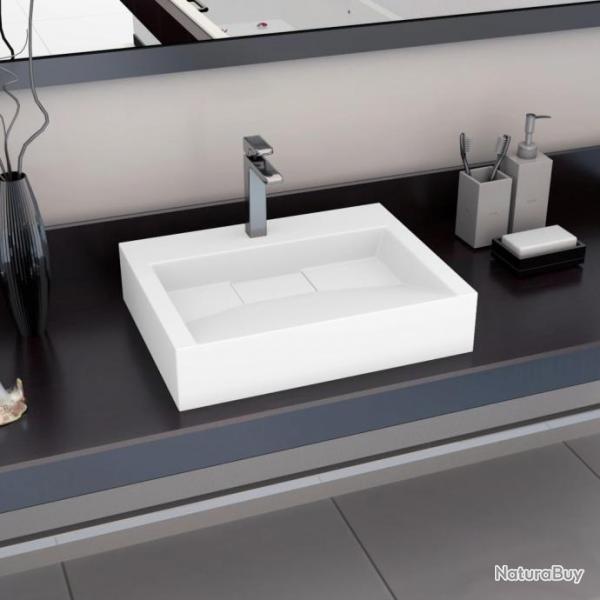 Lavabo 60x38x11 cm Fonte minrale/marbre Blanc alsavelo