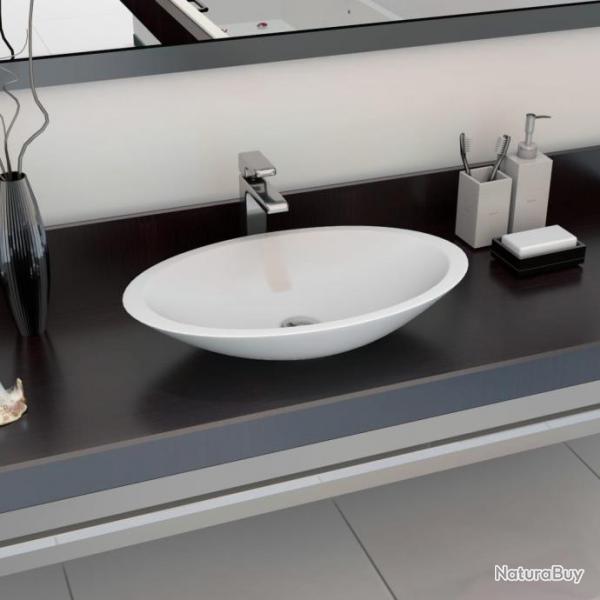 Lavabo 59,3x35,1x10,7 cm Fonte minrale/marbre Blanc alsavelo