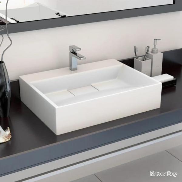 Lavabo 50x38x13 cm Fonte minrale/marbre Blanc alsavelo