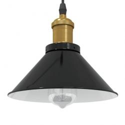 Lampe suspendue réglable hauteur E27 noir brillant Ø22 cm métal alsavelo