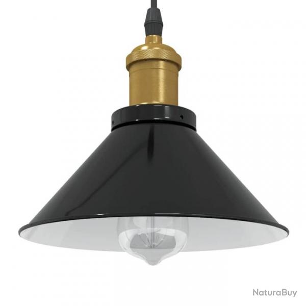 Lampe suspendue rglable hauteur E27 noir brillant 22 cm mtal alsavelo