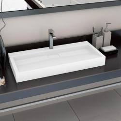 Lavabo 100x46x11 cm Fonte minérale/marbre Blanc alsavelo