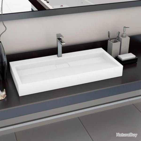 Lavabo 100x46x11 cm Fonte minrale/marbre Blanc alsavelo