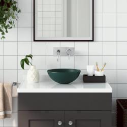 Lavabo de salle de bain Céramique Vert foncé Rond alsavelo