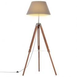 Lampadaire à trépied Marron miel et gris Bois de teck 141 cm alsavelo