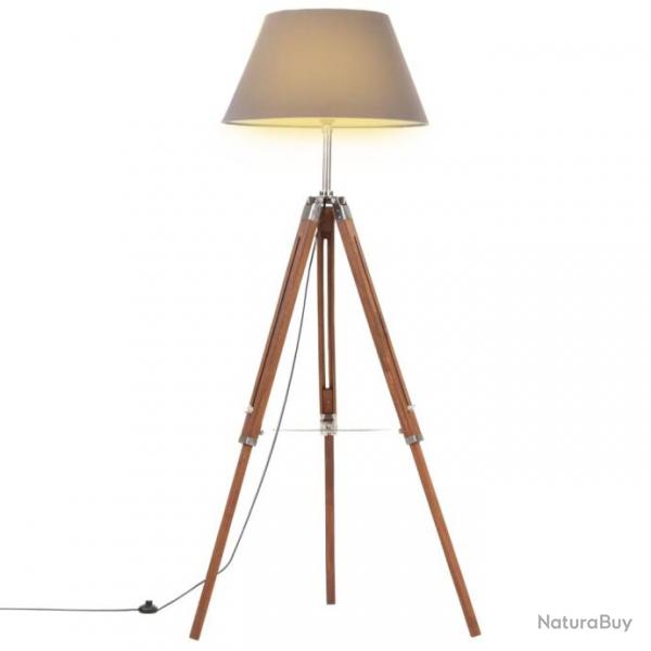 Lampadaire  trpied Marron miel et gris Bois de teck 141 cm alsavelo