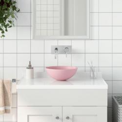 Lavabo de salle de bain Céramique Rose mat Rond alsavelo