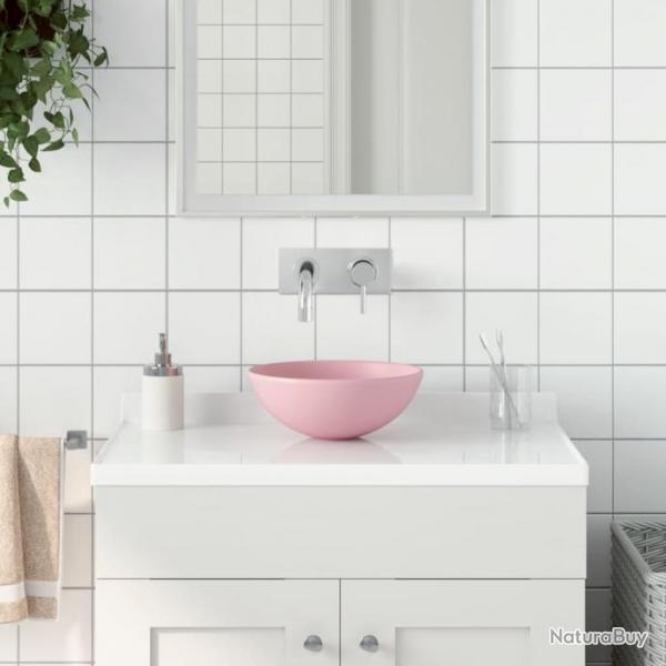 Lavabo de salle de bain Cramique Rose mat Rond alsavelo