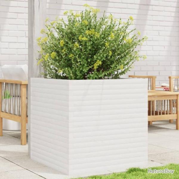 Jardinire blanc 70x70x68,5 cm bois de pin massif