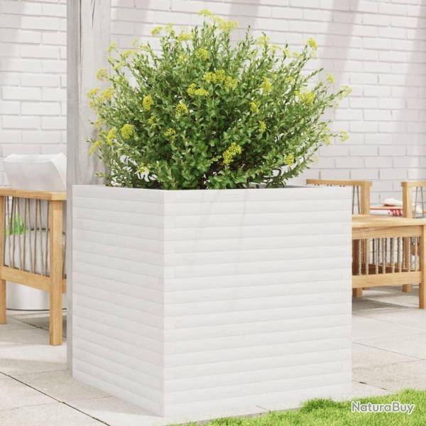 Jardinire blanc 70x70x68,5 cm bois de pin massif alsavelo