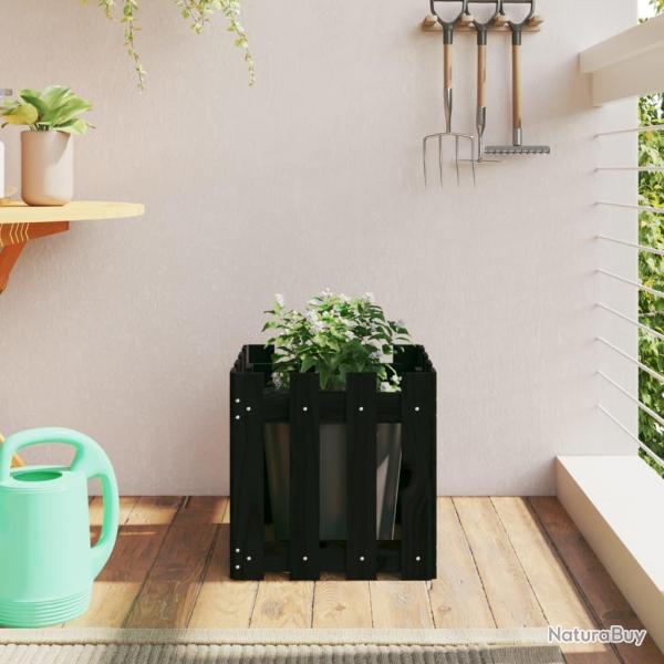 Jardinire avec design de clture noir 40x40x40 cm pin massif alsavelo
