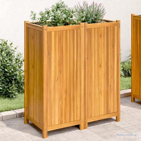 Jardinire avec doublure 84x42x100 cm bois massif d'acacia alsavelo