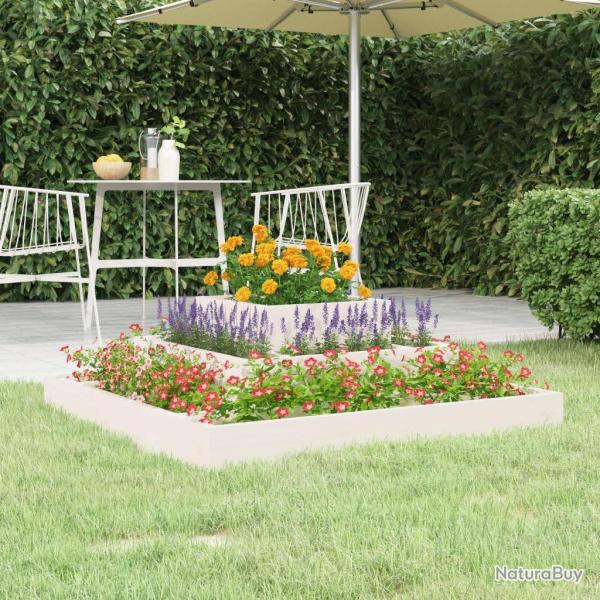 Jardinire Blanc 80x80x27 cm Bois massif de pin alsavelo