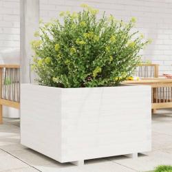 Jardinière blanc 70x70x49,5 cm bois de pin massif alsavelo