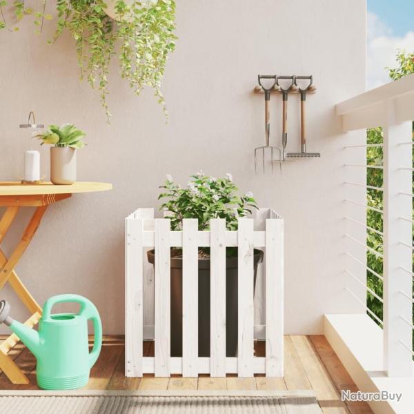 Jardinire avec design de clture blanc 60x60x60 cm pin massif alsavelo
