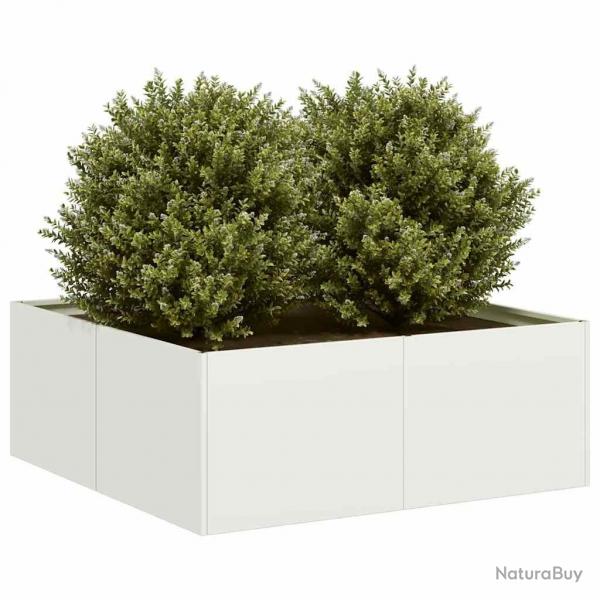 Jardinire blanc 80x80x30 cm acier alsavelo