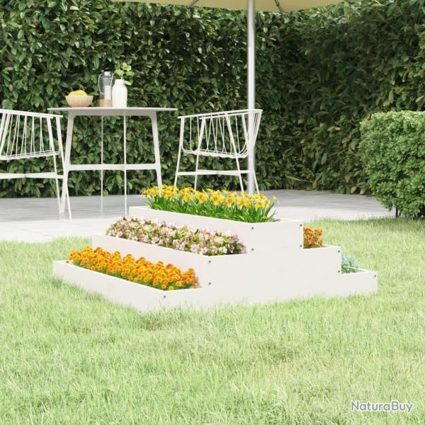 Jardinire Blanc 80x80x27 cm Bois massif de pin alsavelo