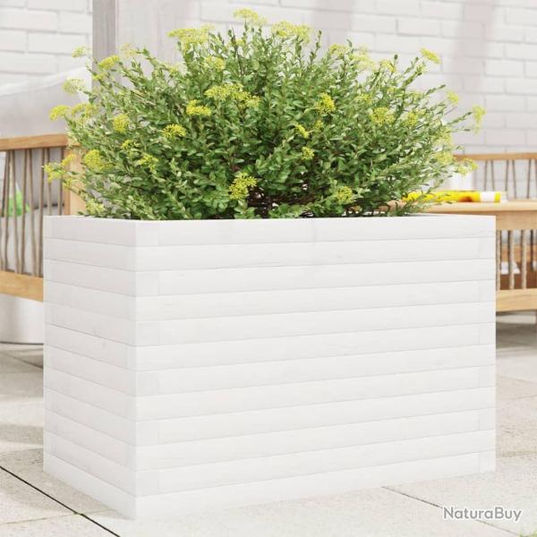 Jardinire blanc 70x40x46 cm bois de pin massif alsavelo