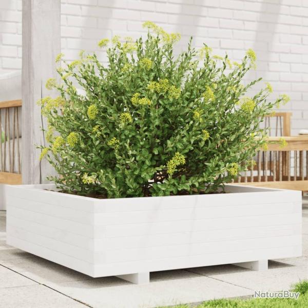 Jardinire blanc 80x80x26,5 cm bois de pin massif alsavelo