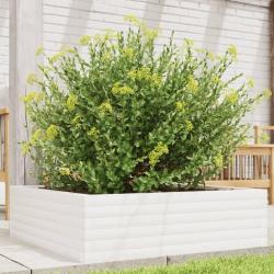 Jardinière blanc 80x80x23 cm bois de pin massif alsavelo