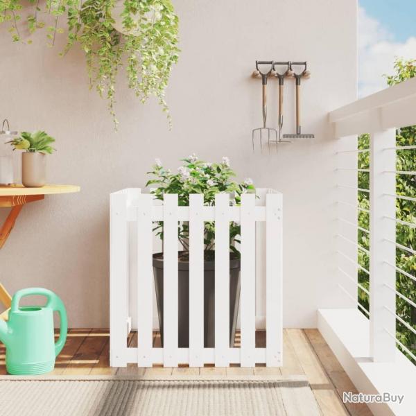Jardinire avec design de clture blanc 70x70x70 cm pin massif alsavelo