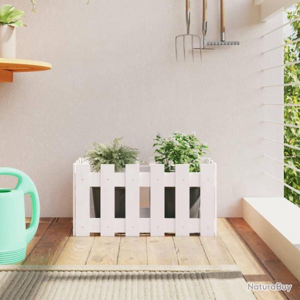 Jardinire avec design de clture blanc 60x30x30 cm pin massif alsavelo