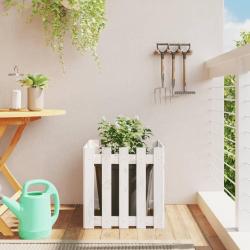 Jardinière avec design de clôture blanc 50x50x50 cm pin massif alsavelo