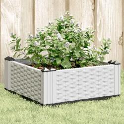 Jardinière avec piquets blanc 42,5x42,5x28,5 cm PP alsavelo