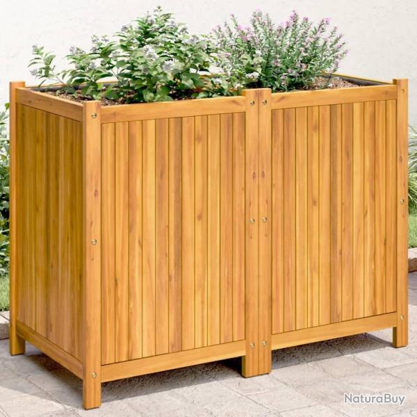 Jardinire avec doublure 100x50x75 cm bois massif d'acacia alsavelo