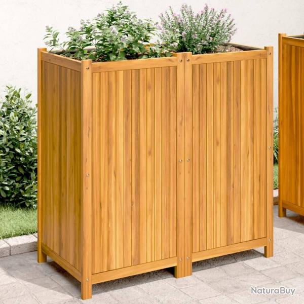 Jardinire avec doublure 100x50x100 cm bois massif d'acacia alsavelo
