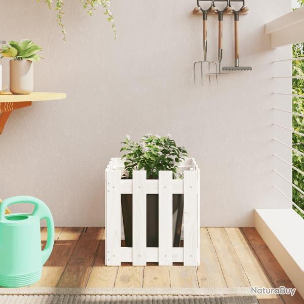 Jardinire avec design de clture blanc 40x40x40 cm pin massif alsavelo